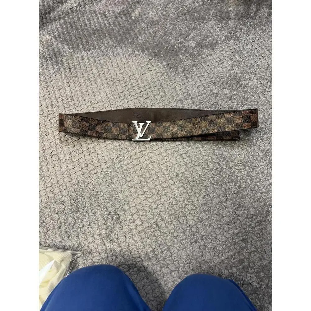 Louis Vuitton Brown Damier Canvas Men\'s Belt with Silver LV Buckle Louis Vuitton | Accessories | Louis Vuitton Brown Damier  main image 3